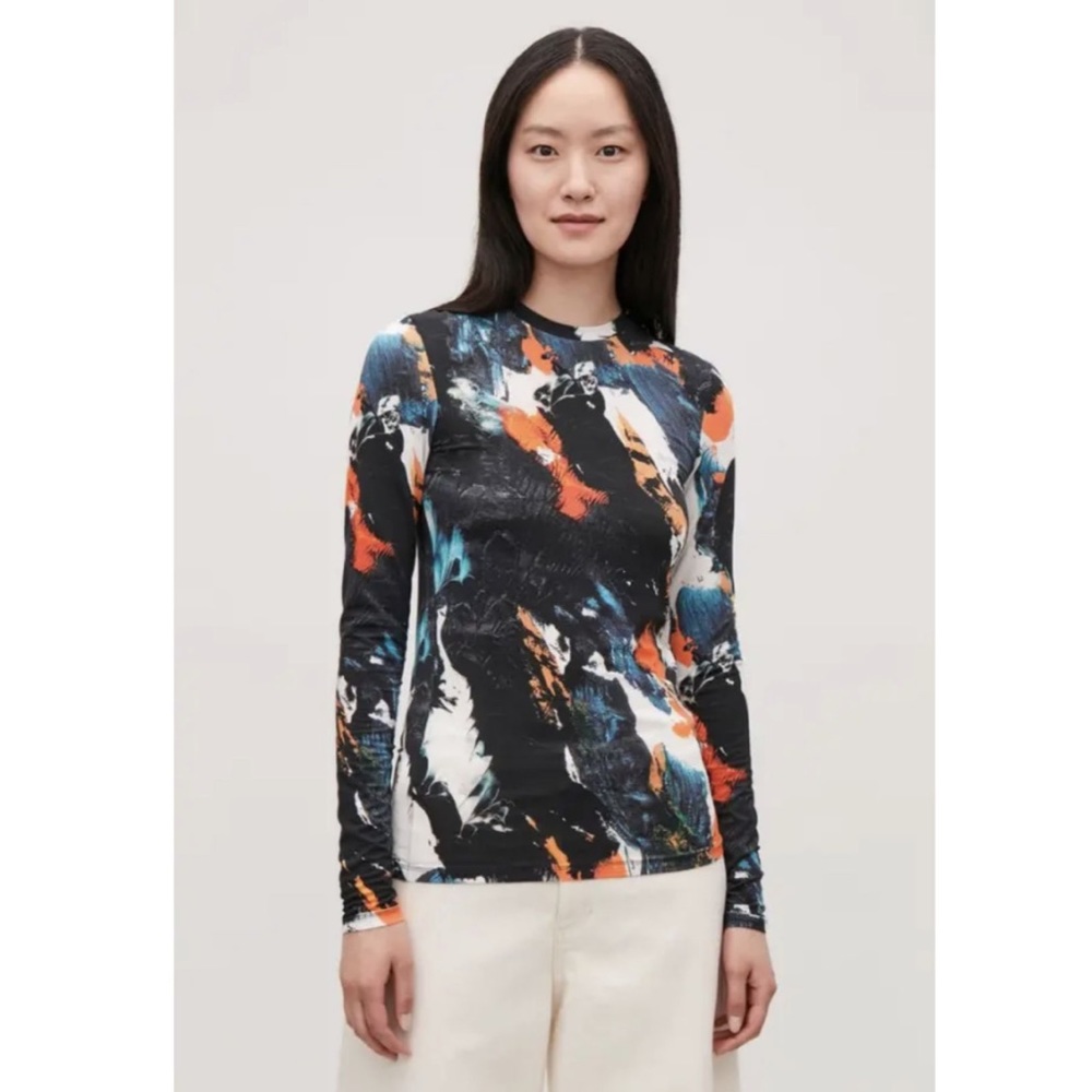 NEW COS Printed Long-Sleeved T-Shirt, Size M